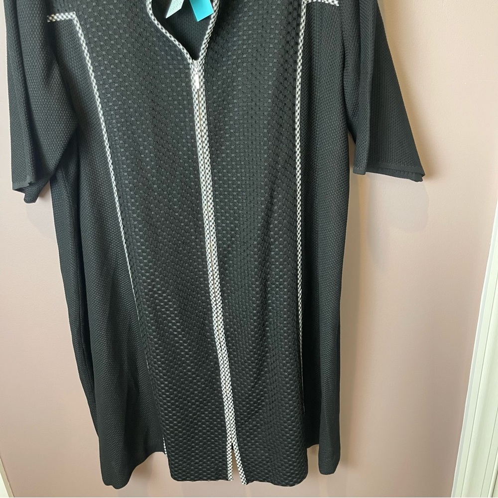 NWT Ming Wang Black Zip Up Textured Gingham Dress 2X - Picture 5 of 13